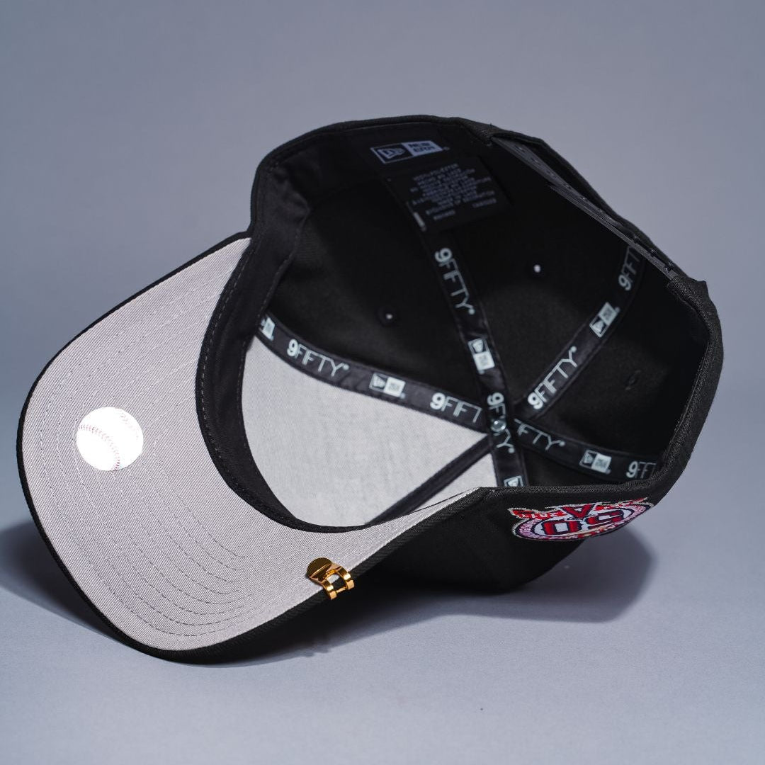 NEW ERA 9FIFTY A-FRAME BLACK UPSIDE DOWN ANAHEIM ANGELS SNAPBACK W/ 50TH ANNIVERSARY SIDE PATCH