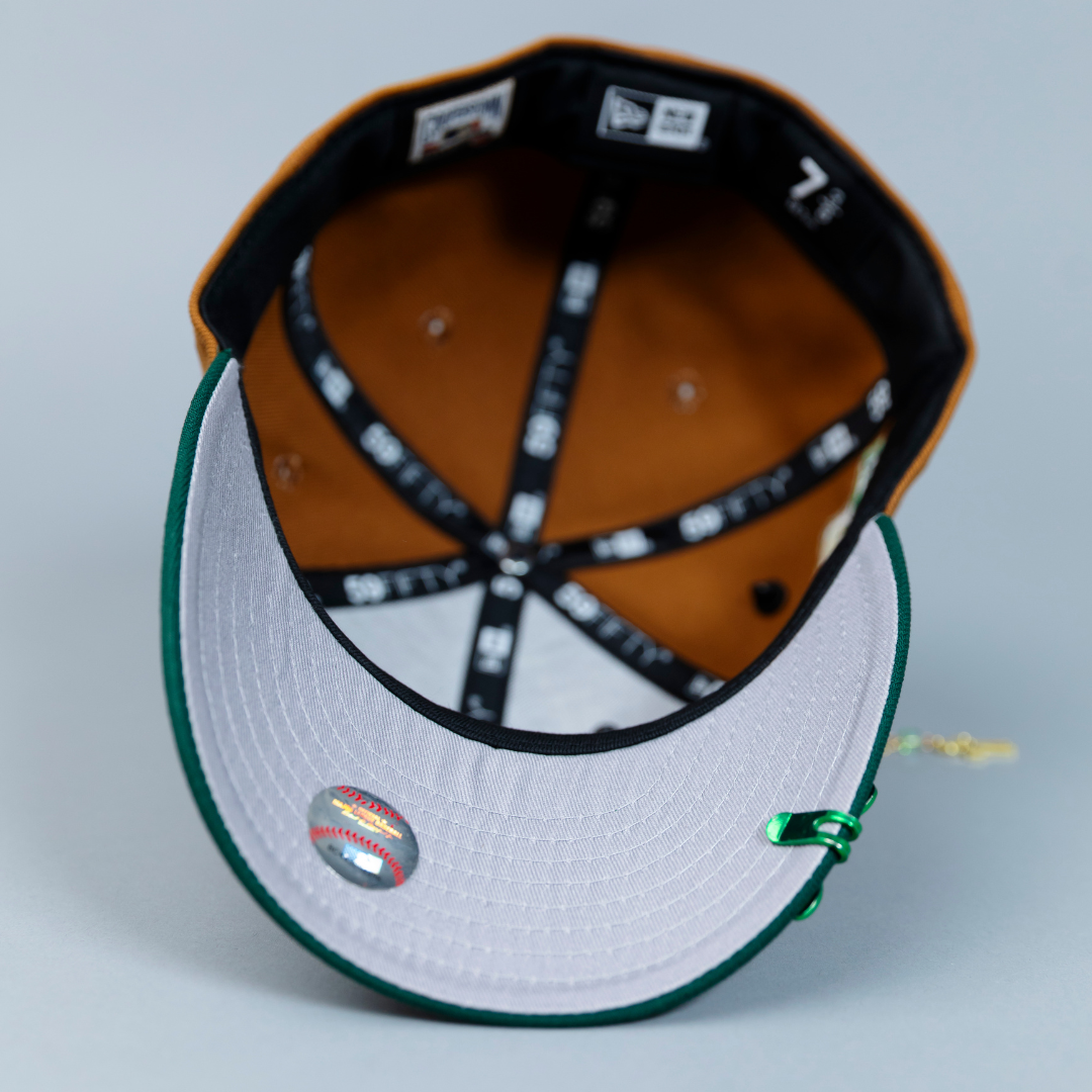 NEW ERA EXCLUSIVE 59FIFTY DARK KHAKI/ PINE GREEN PHILADELPHIA PHILLIES W/ 1996 ALL STAR GAME SIDE PATCH