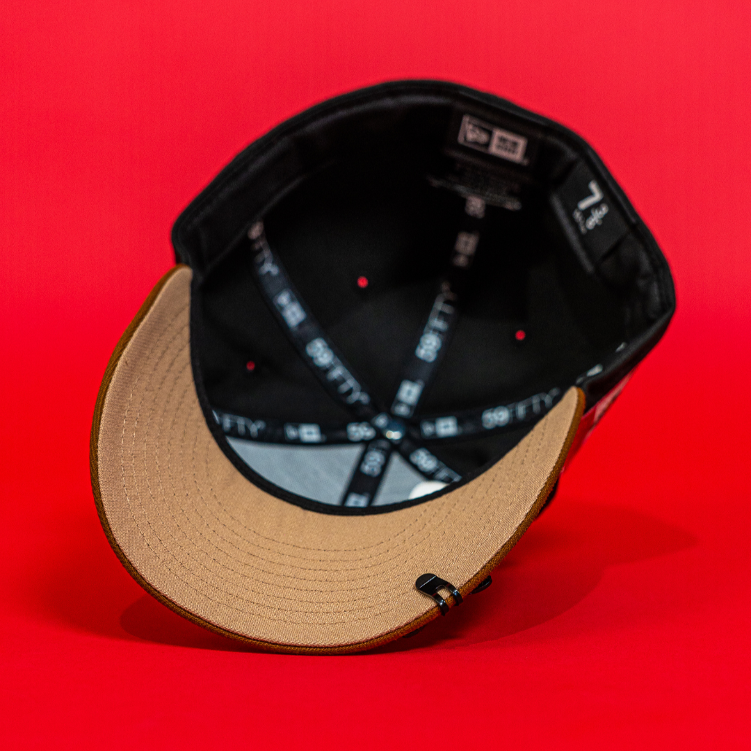 NEW ERA EXCLUSIVE 59FIFTY BLACK/ WALNUT MEXICO 2025 WORLD BASEBALL CLASSIC W/ MEXICO FLAG SIDE PATCH