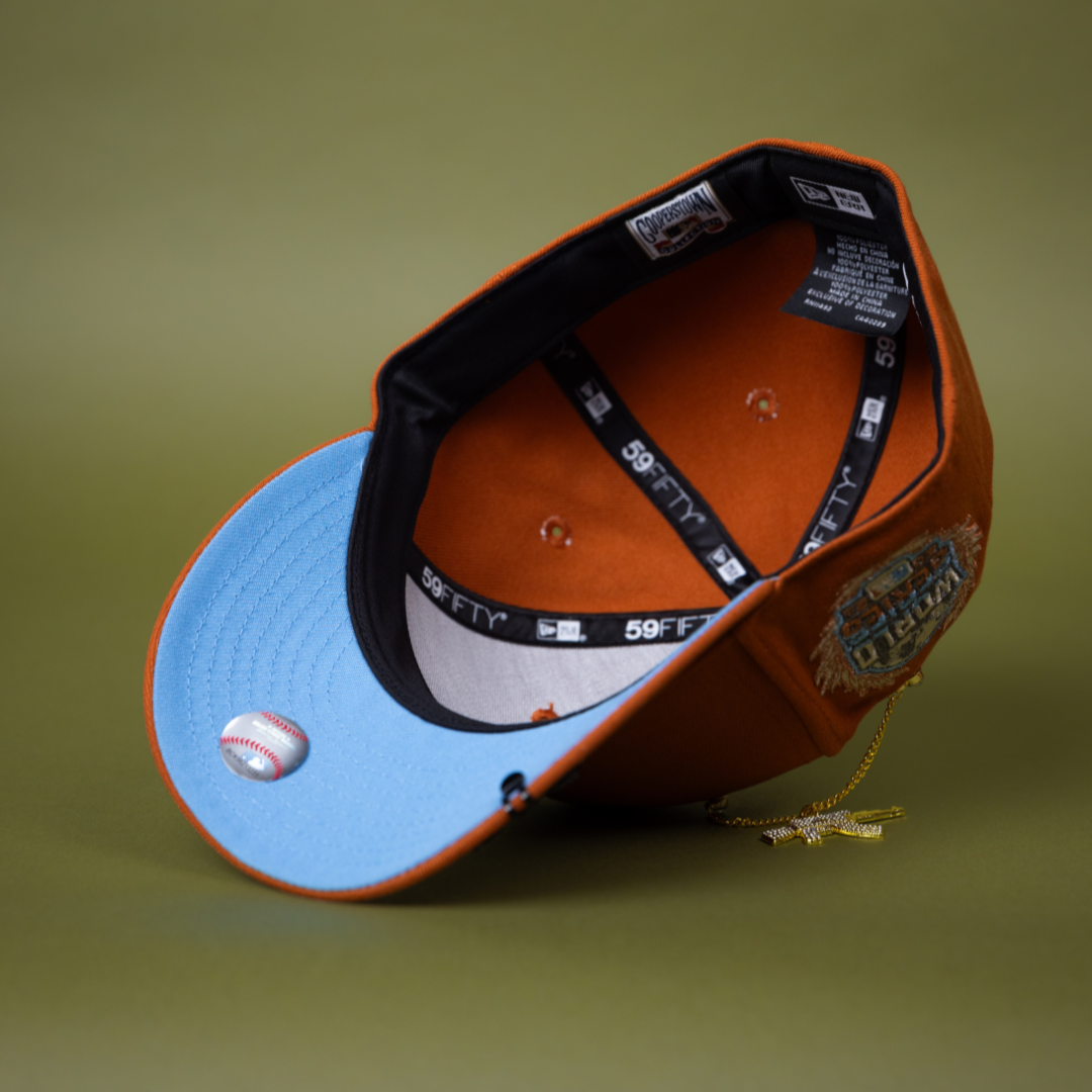 NEW ERA EXCLUSIVE 59FIFTY RUST ATLANTA BRAVES W/ 2020 WORLD SERIES SIDE PATCH