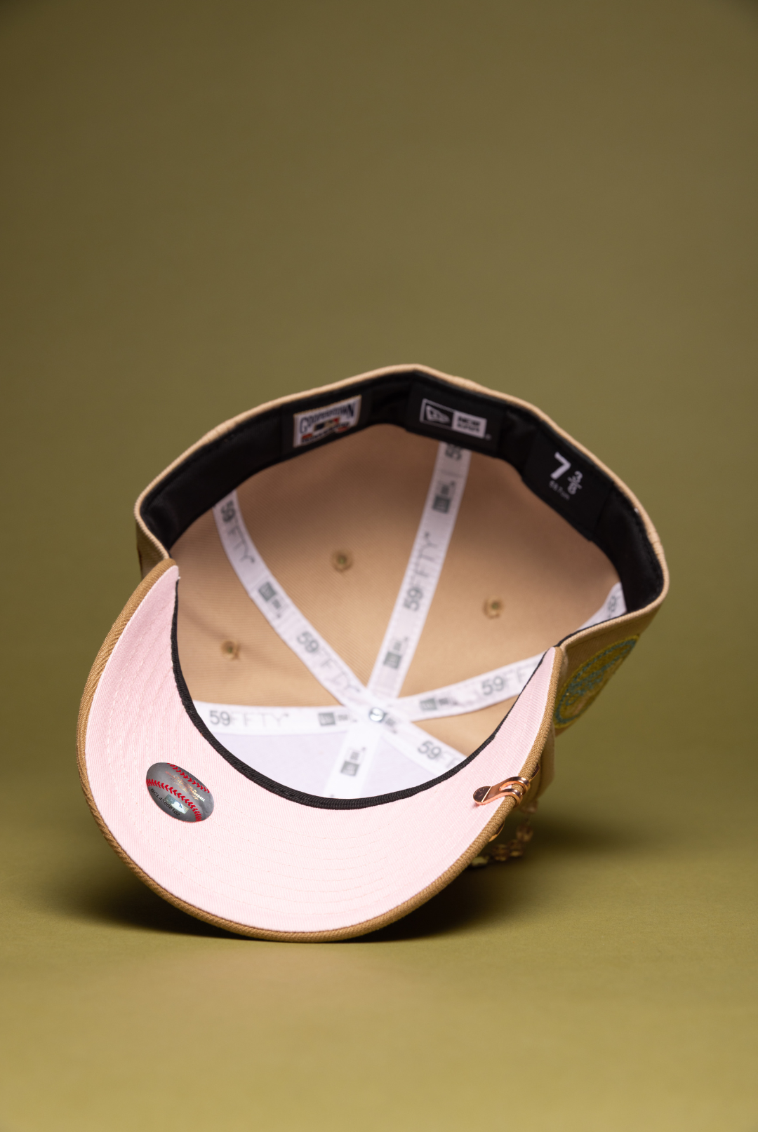 NEW ERA EXCLUSIVE 59FIFTY BEIGE LOS ANGELES DODGERS W/ PINK ROSE + 1980 ALL STAR GAME SIDE PATCH