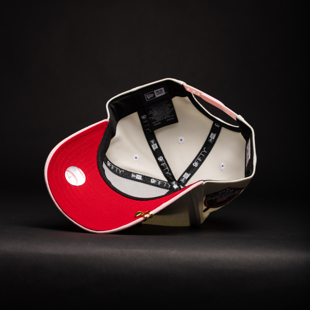 NEW ERA 9FIFTY A-FRAME CHROME/PINK SAN DIEGO PADRES W/ ROSES + 40TH ANNIVERSARY SIDE PATCH