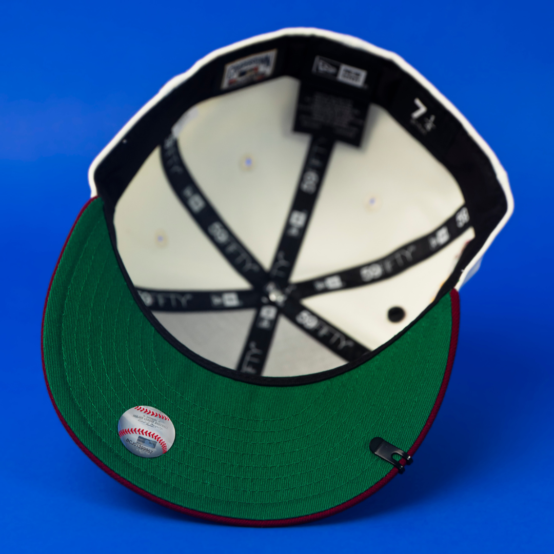 NEW ERA EXCLUSIVE 59FIFTY CHROME/ BURGUNDY LOS ANGELES DODGERS W/ 40TH ANNIVERSARY SIDE PATCH