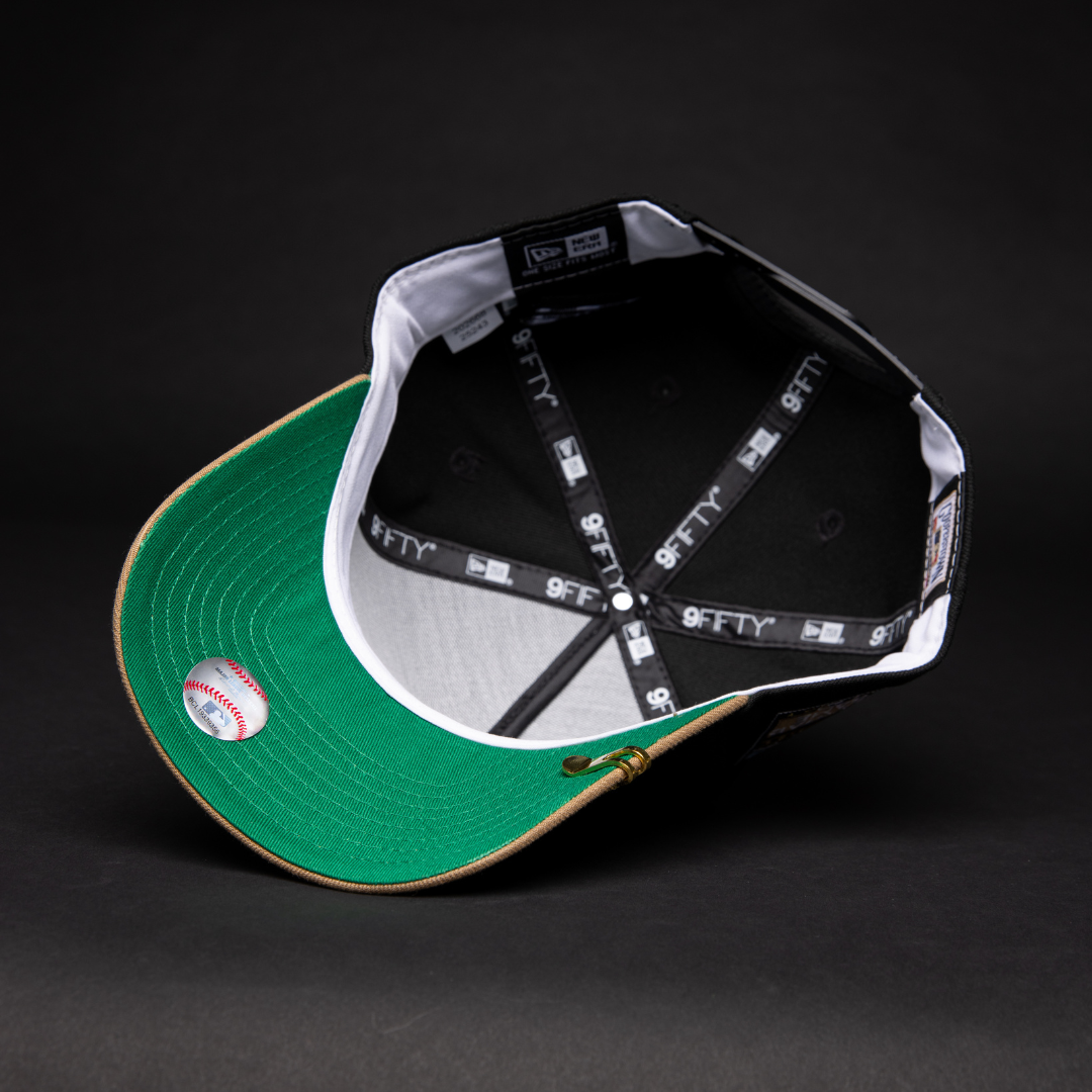 NEW ERA 9FIFTY A-FRAME BLACK/ BEIGE UPSIDE DOWN LOS ANGELES DODGERS SNAPBACK W/ ALL STAR GAME SIDE PATCH