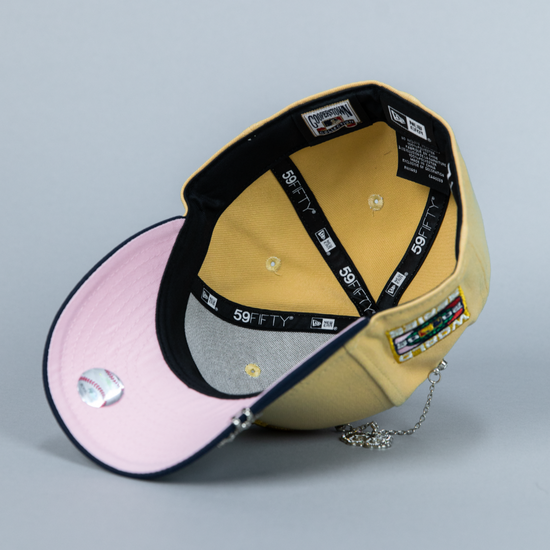 NEW ERA EXCLUSIVE 59FIFTY VEGAS GOLD/ NAVY DETROIT TIGERS W/ 2006 WORLD SERIES SIDE PATCH