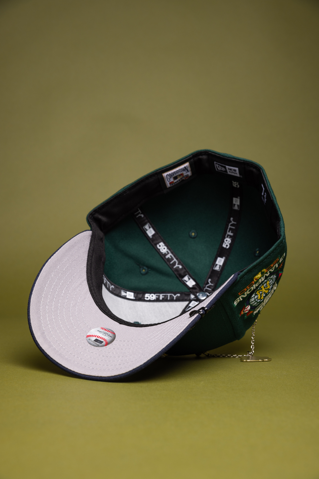 NEW ERA EXCLUSIVE 59FIFTY FOREST GREEN/NAVY NEW YORK YANKEES W/ WORLD SERIES CHAMPIONS SIDE PATCH