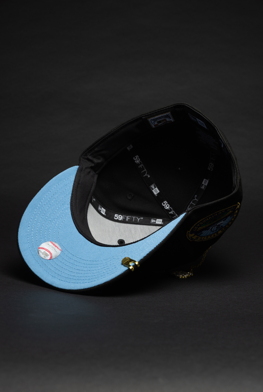 NEW ERA EXCLUSIVE 59FIFTY BLACK LOS ANGELES DODGERS W/ HEART + 50TH ANNIVERSARY SIDE PATCH