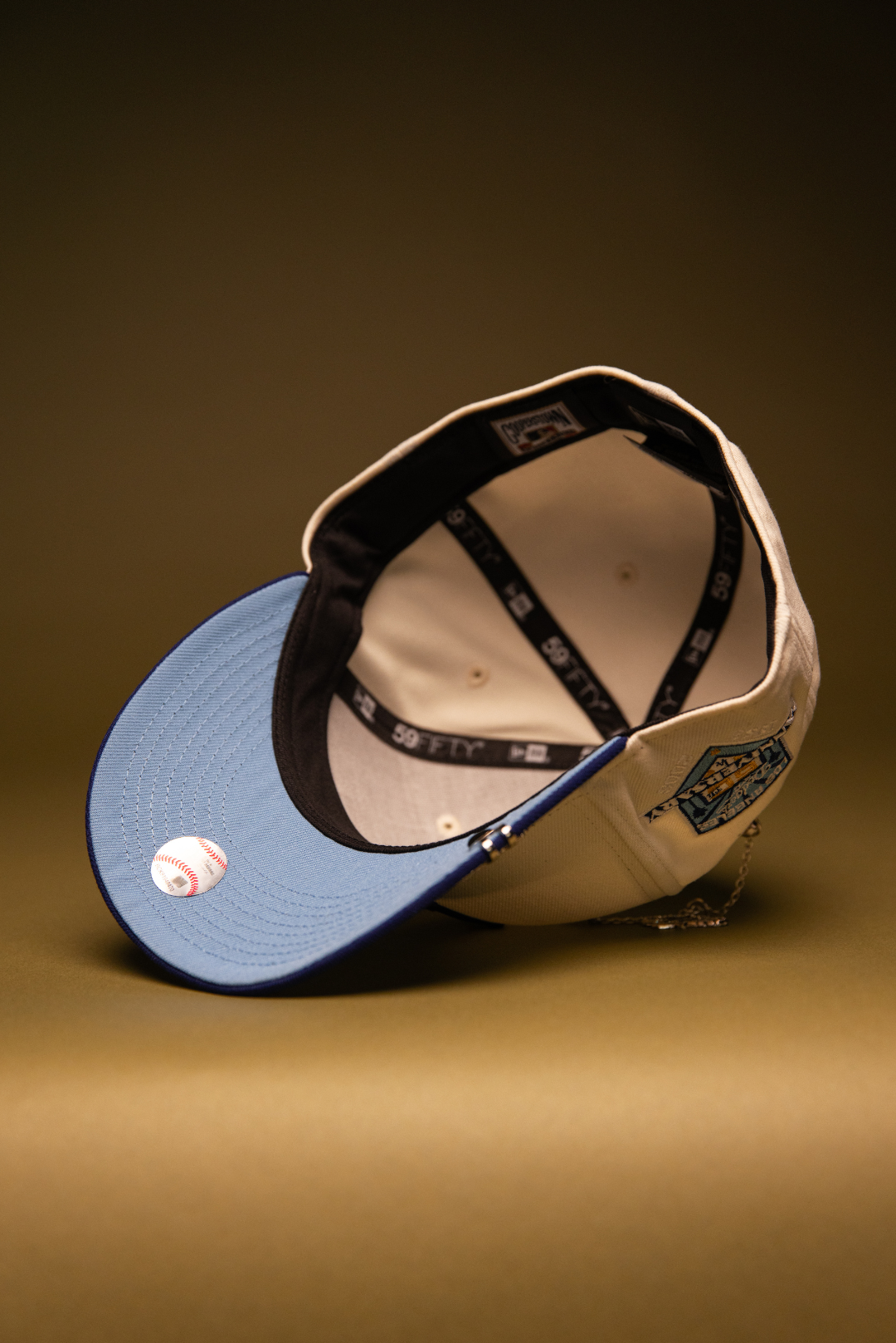 NEW ERA EXCLUSIVE 59FIFTY CHROME/BLUE LOS ANGELES DODGERS W/ HEART + 50TH ANNIVERSARY SIDE PATCH