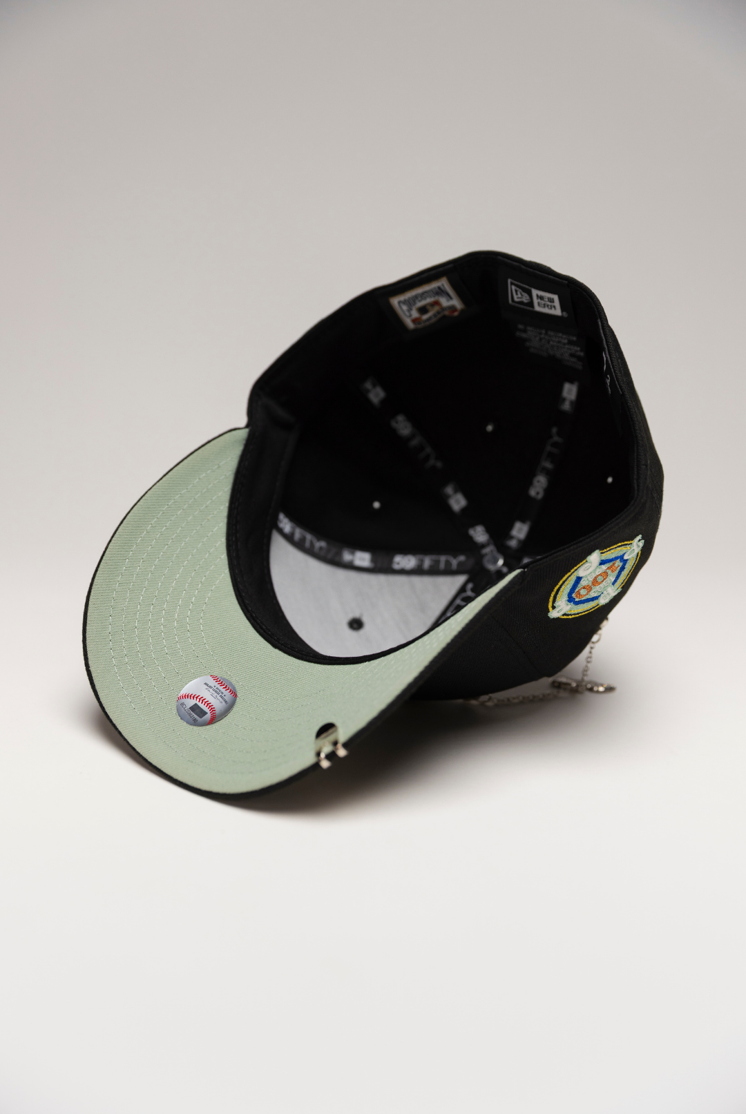 NEW ERA EXCLUSIVE 59FIFTY BLACK PHILADELPHIA PHILLIES W/ 100TH ANNIVERSARY SIDE PATCH