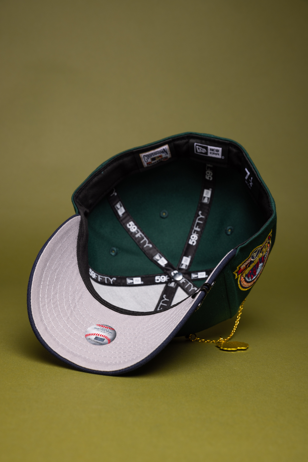 NEW ERA EXCLUSIVE 59FIFTY FOREST GREEN/NAVY ATLANTA BRAVES W/ ANNIVERSARY SIDE PATCH