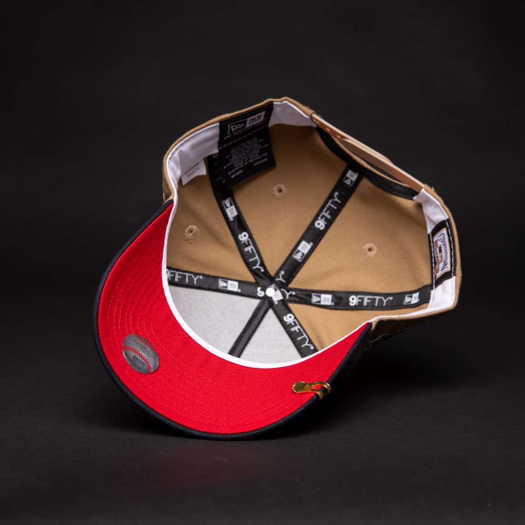 NEW ERA 9FIFTY A-FRAME CAMEL BROWN ANAHEIM ANGELS SNAPBACK W/ 40TH ANNIVERSARY SIDE PATCH