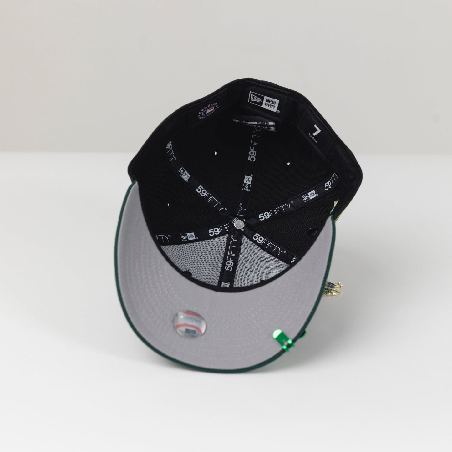 NEW ERA 59FIFTY BLACK/ FOREST GREEN LOS ANGELES DODGERS SCRIPT W/ 60TH ANNIVERSARY SIDE PATCH