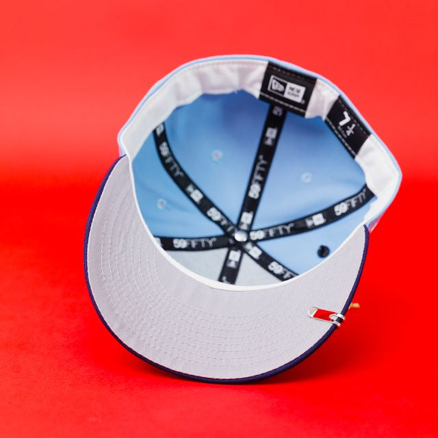 NEW ERA EXCLUSIVE 59FIFTY SKY BLUE/ NAVY MEXICO 2025 WORLD BASEBALL CLASSIC W/ MEXICO FLAG SIDE PATCH