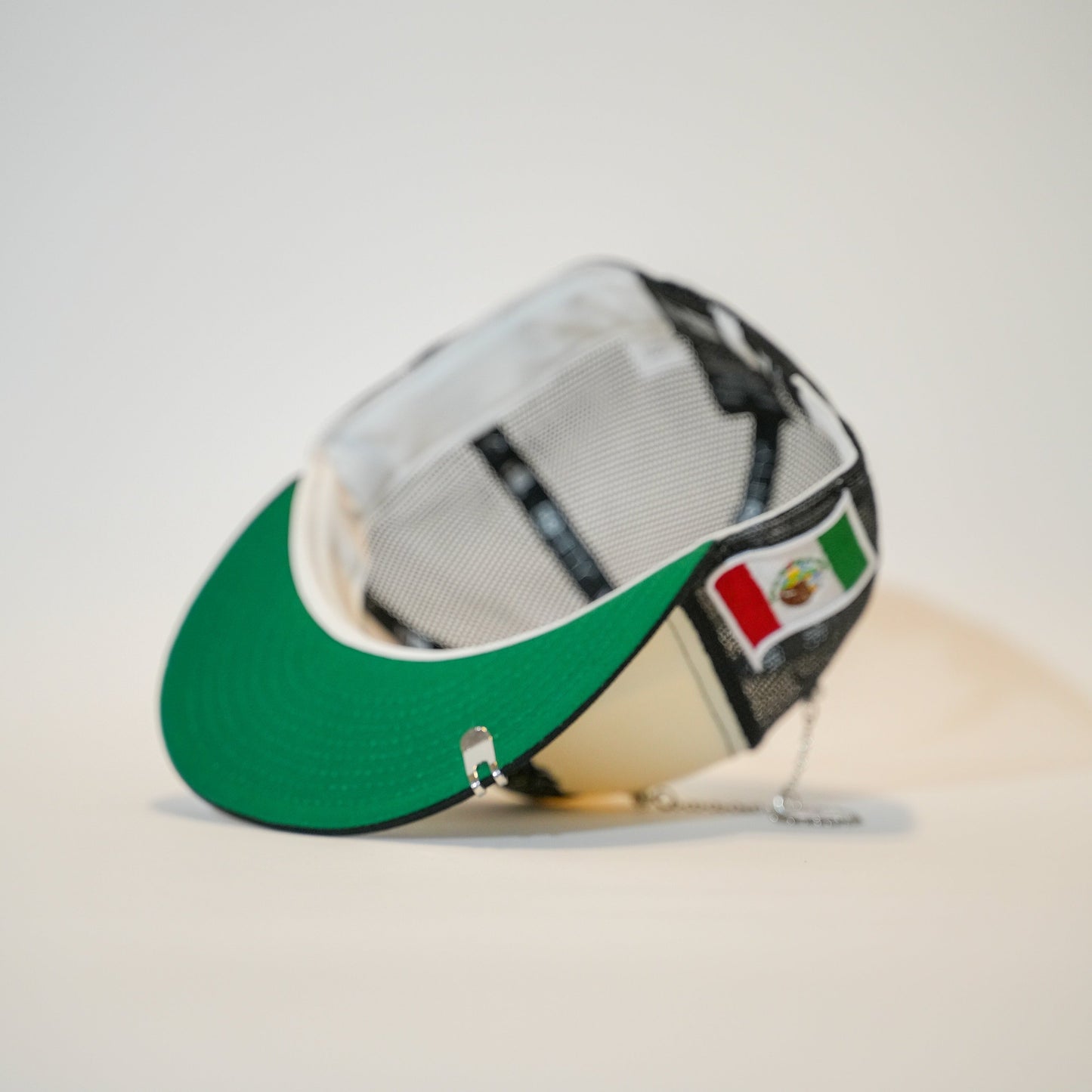 NEW ERA EXCLUSIVE 59FIFTY CHROME/ BLACK MEXICO "EL GALLO" MESHBACK W/ MEXICO FLAG SIDE PATCH