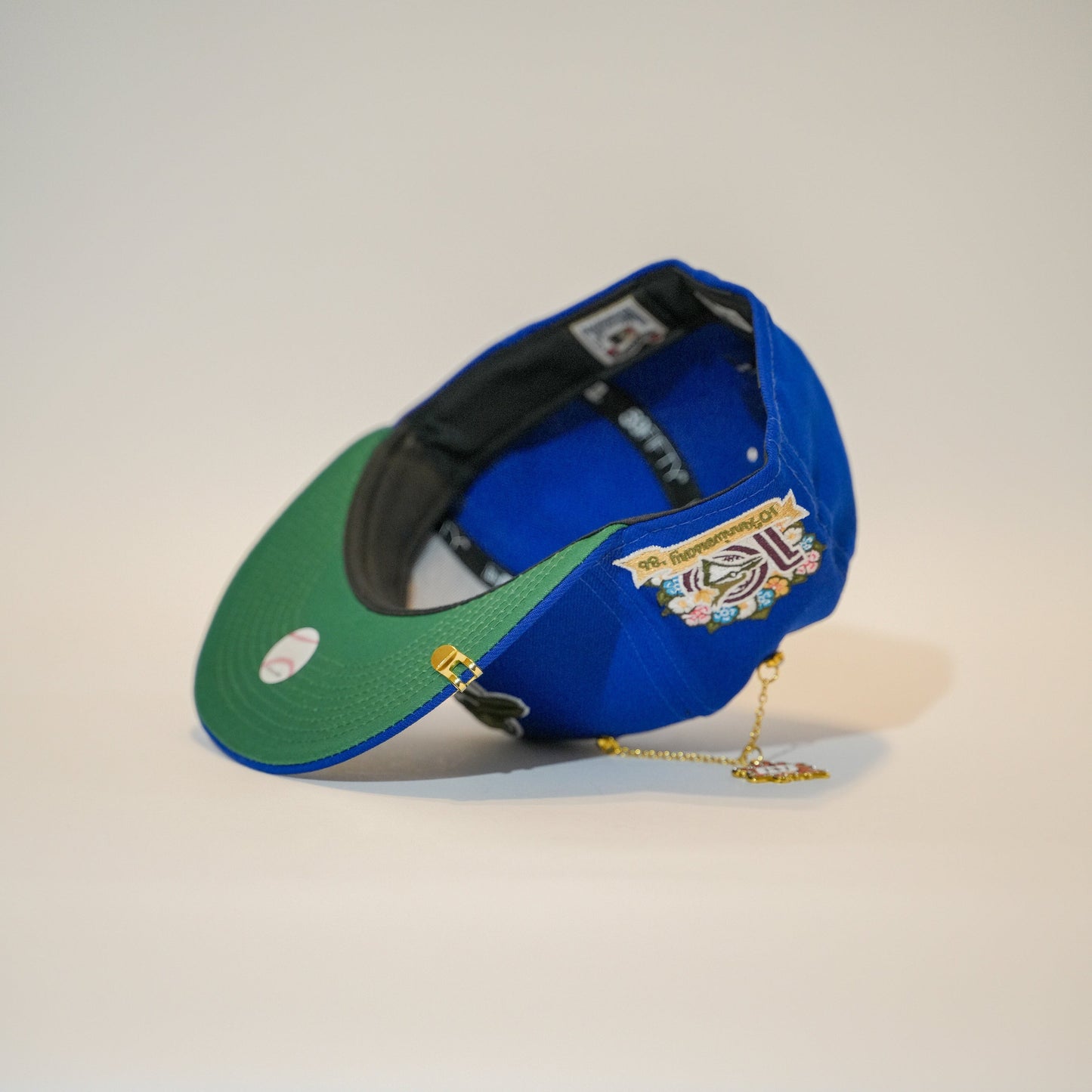 NEW ERA EXCLUSIVE 59FIFTY BLUE TORONTO BLUE JAYS W/ OLIVE LOGO + 10TH ANNIVERSARY SIDE PATCH