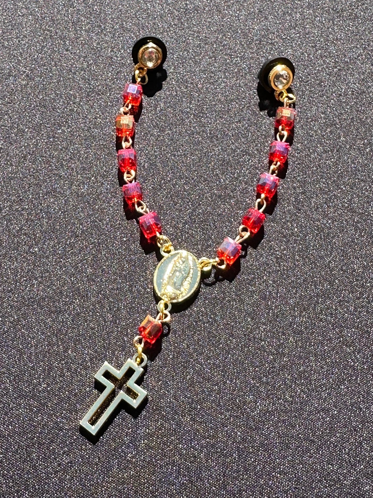 NEW' RED EXCLUSIVE ROSARY STYLE "VIRGENCITA" CHAIN (VERY LIMITED)