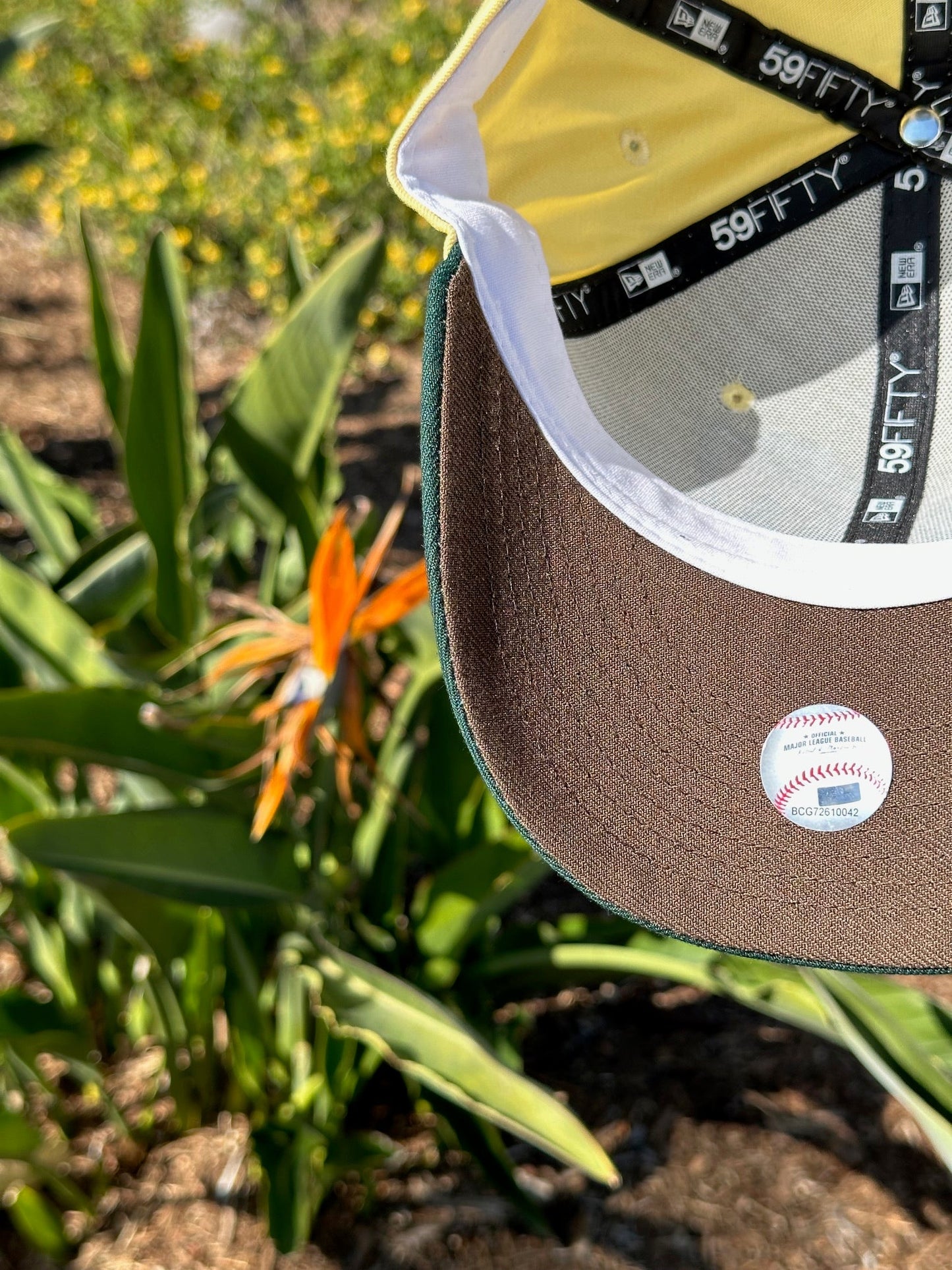 NEW ERA 59FIFTY SOFT YELLOW/GREEN ANAHEIM ANGELS W/ 50TH ANNIVERSARY SIDE PATCH