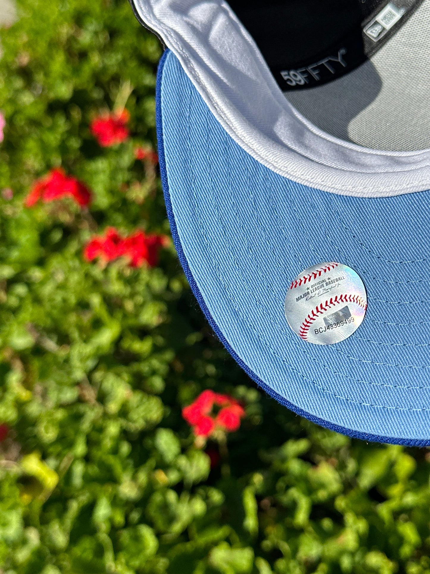 NEW ERA EXCLUSIVE 59FIFTY SATIN/BLUE LOS ANGELES DODGERS W/ 100TH ANNIVERSARY SIDEPATCH