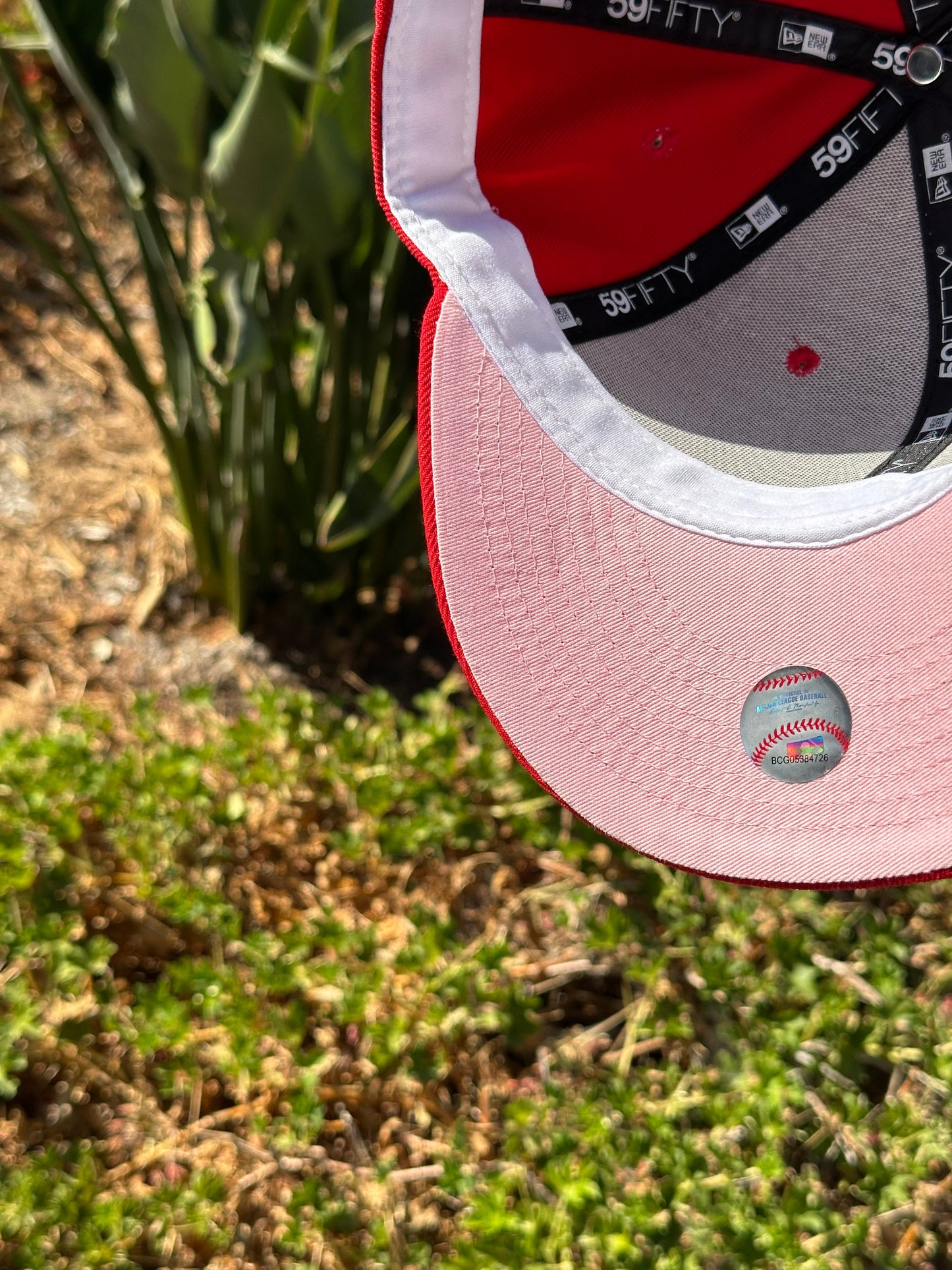 NEW ERA EXCLUSIVE 59FIFTY RED LOS ANGELES DODGERS W/ 60TH ANNIVERSARY SIDE PATCH