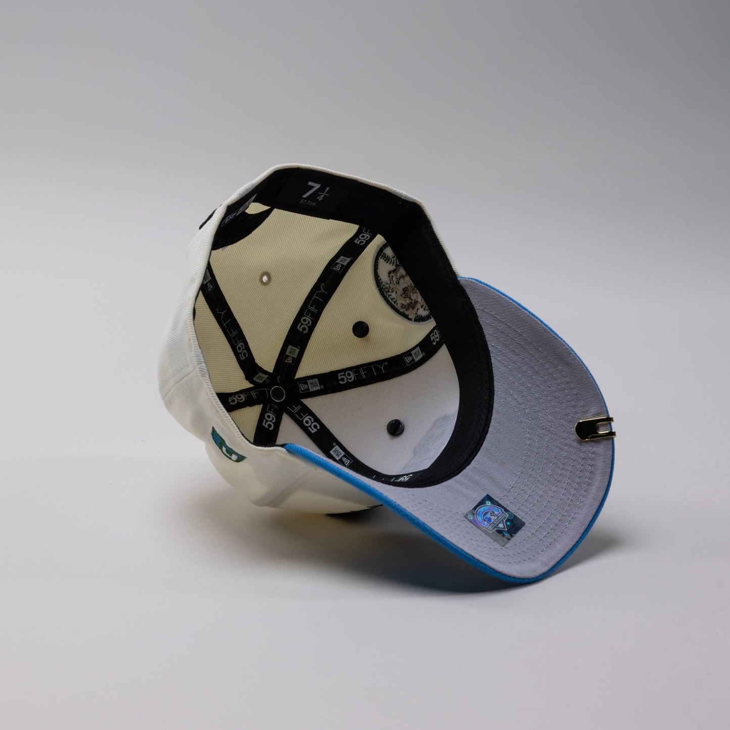 NEW ERA EXCLUSIVE 59FIFTY CHROME/ ICY BLUE BUFFALO BISONS W/ "BISONS" SIDE PATCH
