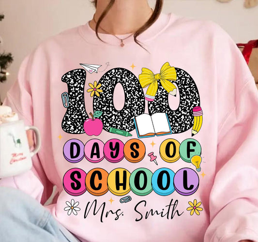 Personalized Teacher 100 Days PNG
