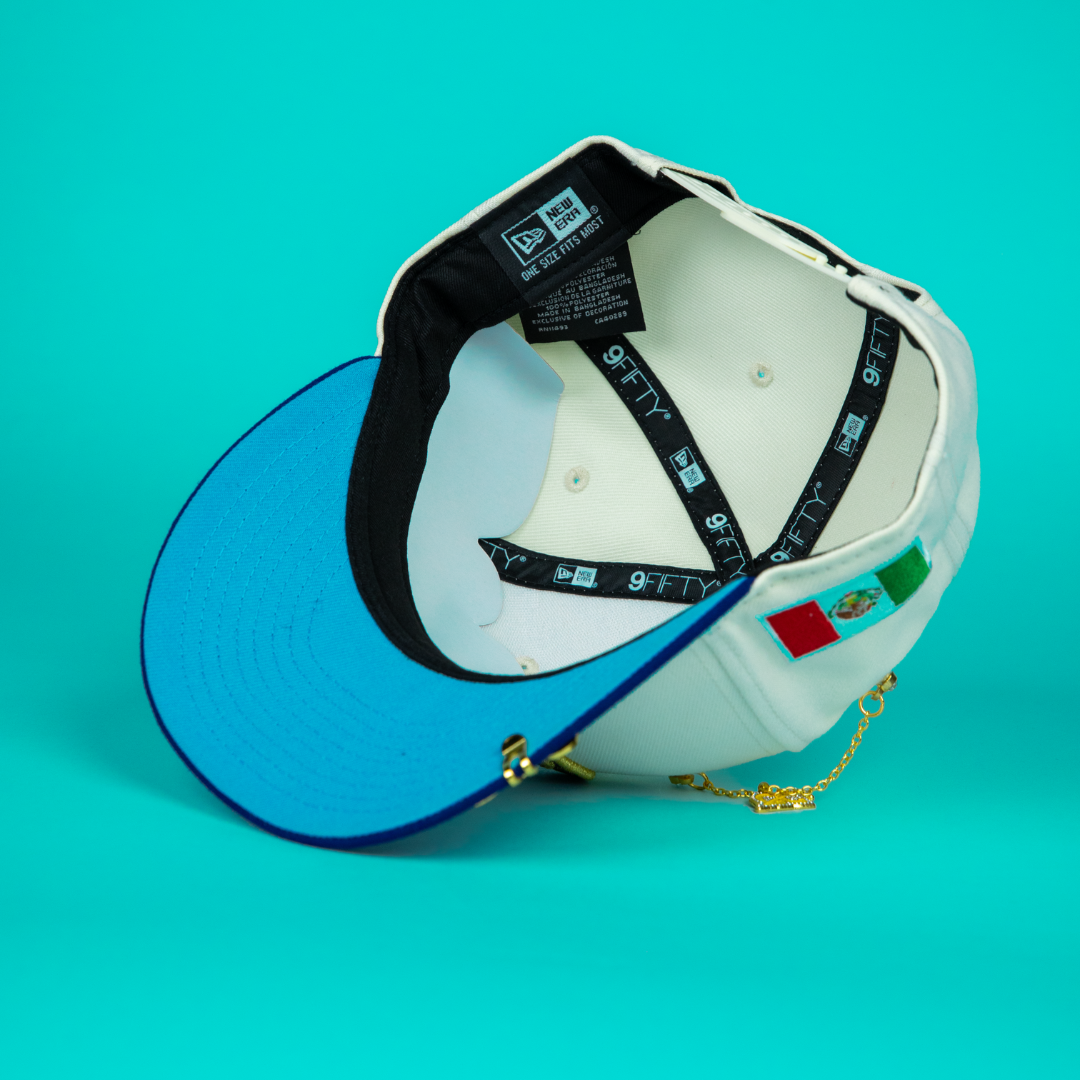 NEW ERA 9FIFTY CHROME/ BLUE MEXICO WBC SNAPBACK W/ MEXICO FLAG SIDE PATCH