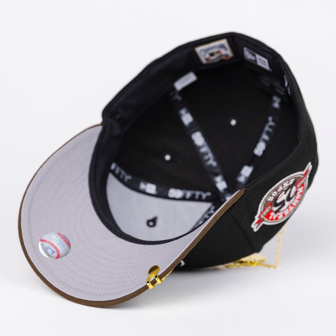 NEW ERA EXCLUSIVE 59FIFTY BLACK/ BROWN MONTREAL EXPOS W/ 25TH ANNIVERSARY SIDE PATCH