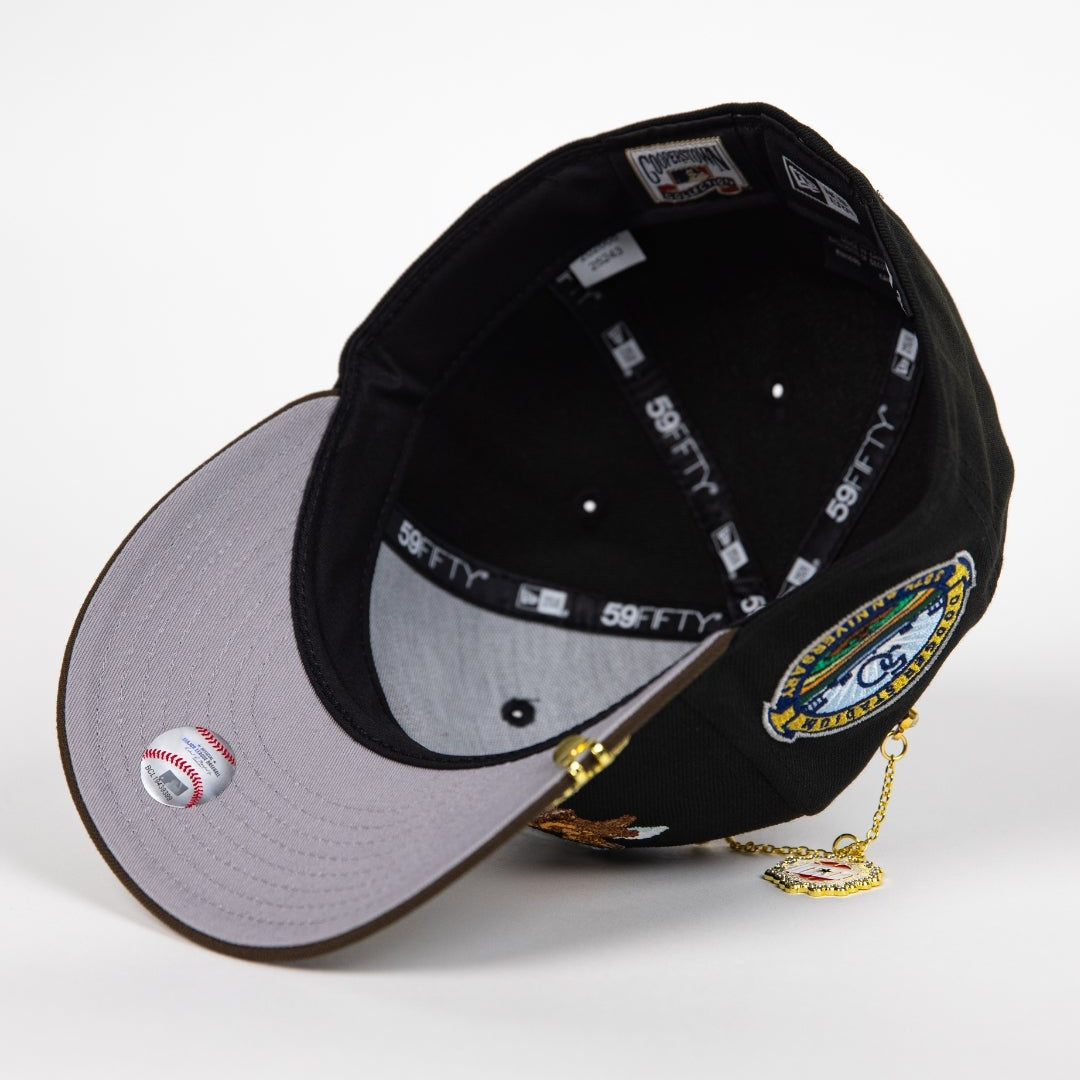 NEW ERA EXCLUSIVE 59FIFTY BLACK/ BROWN LOS ANGELES DODGERS "CITY OF ANGELS" W/ 50TH ANNIVERSARY SIDE PATCH