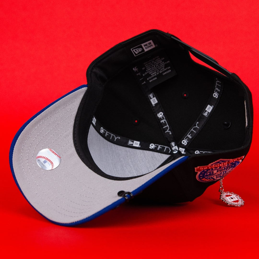 NEW ERA 9FIFTY A-FRAME BLACK/ BLUE LOS ANGELES DODGERS SNAPBACK W/ BLUE HEART + 60TH ANNIVERSARY SIDE PATCH