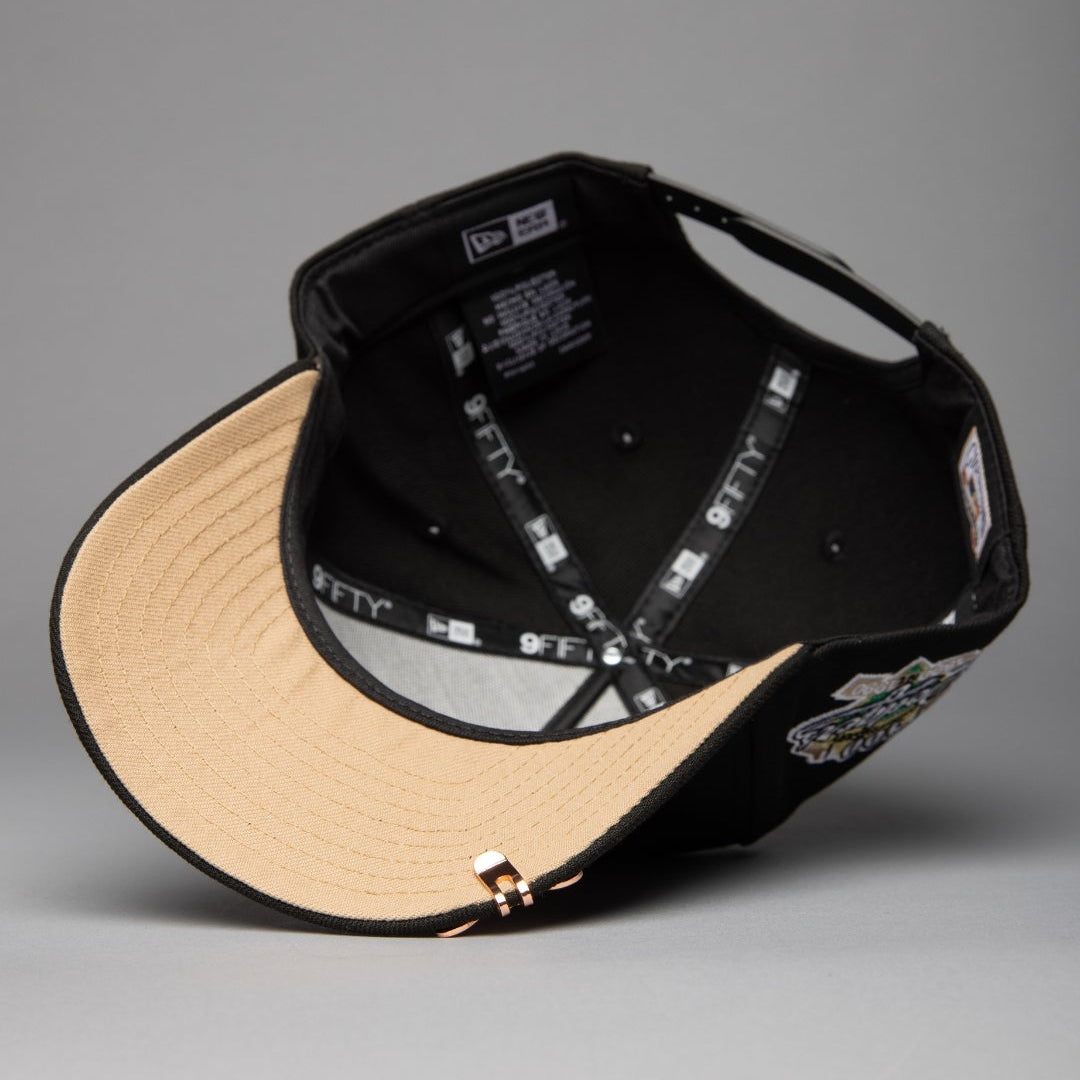 NEW ERA 9FIFTY A-FRAME BLACK LOS ANGELES DODGERS SNAPBACK W/ HEART + 100TH ANNIVERSARY SIDE PATCH
