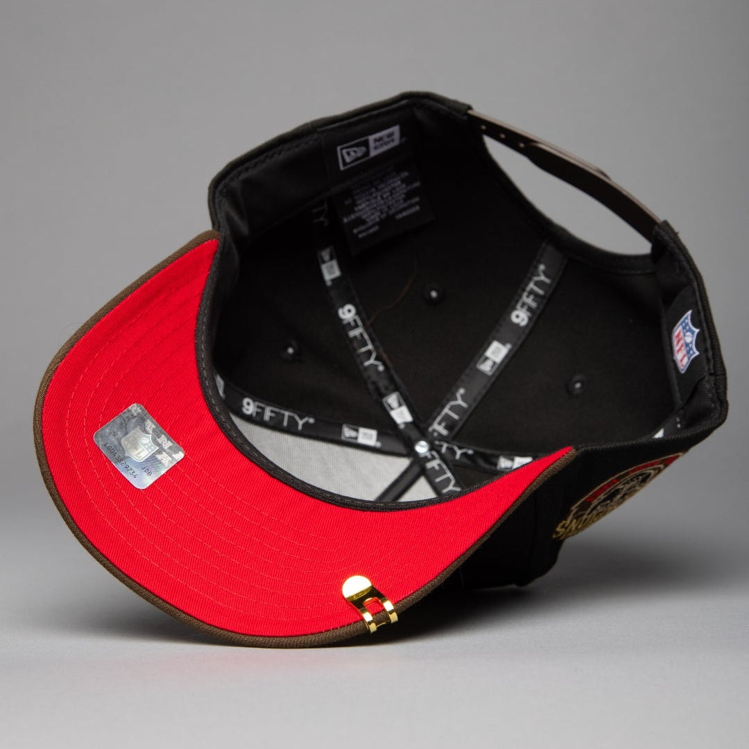 NEW ERA 9FIFTY A-FRAME BLACK/BROWN LAS VEGAS RAIDERS SNAPBACK W/ SUPER BOWL CHAMPIONS SIDE PATCH