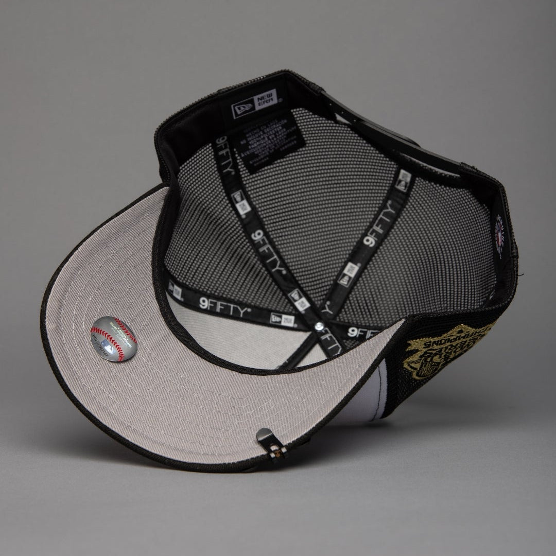 NEW ERA 9FIFTY A-FRAME PEARL WHITE LOS ANGELES DODGERS MESHBACK W/ WORLD SERIES CHAMPIONS SIDE PATCH