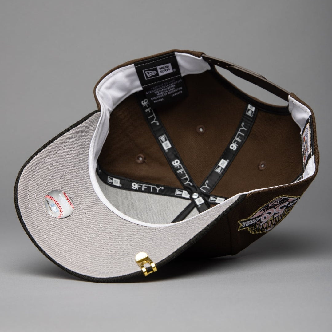 NEW ERA 9FIFTY A-FRAME BROWN/BLACK BALTIMORE ORIOLES SNAPBACK W/ 50TH ANNIVERSARY SIDE PATCH