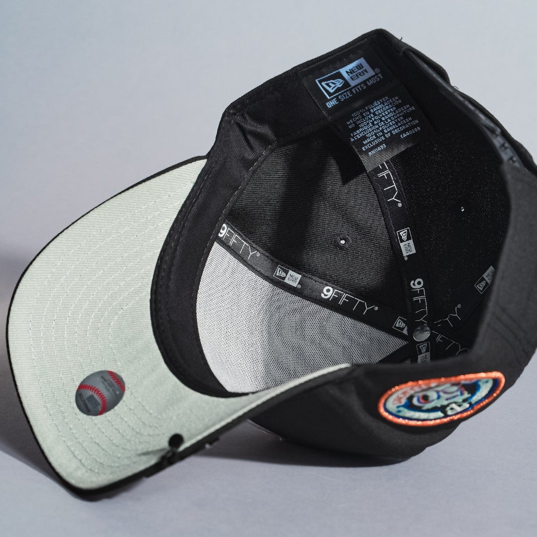 NEW ERA 9FIFTY A-FRAME BLACK MINNESOTA TWINS SNAPBACK W/ 50TH ANNIVERSARY SIDE PATCH