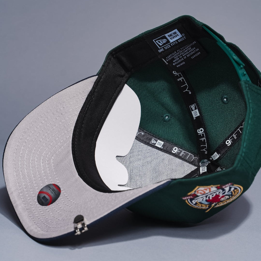 NEW ERA 9FIFTY A-FRAME FOREST GREEN/NAVY SAN DIEGO PADRES SNAPBACK W/ 40TH ANNIVERSARY SIDE PATCH