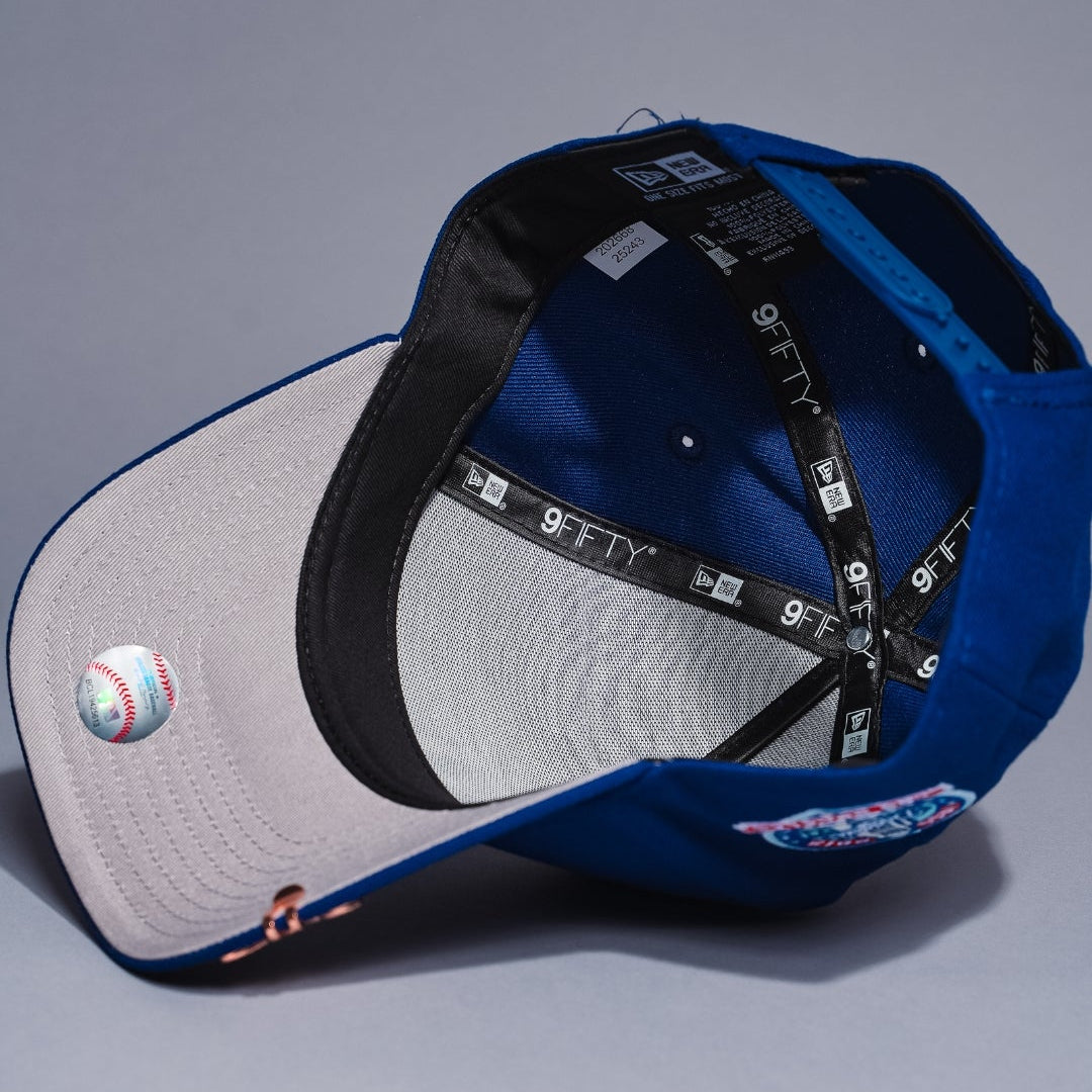 NEW ERA 9FIFTY A-FRAME BLUE UPSIDE DOWN LOS ANGELES DODGERS SNAPBACK W/ 60TH ANNIVERSARY SIDE PATCH