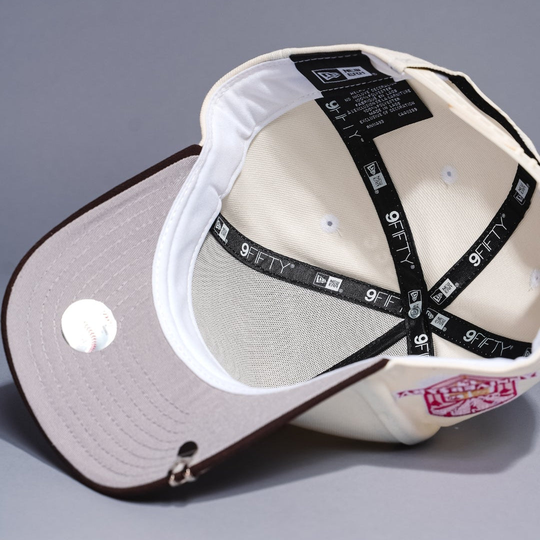 NEW ERA 9FIFTY A-FRAME CHROME/BROWN LOS ANGELES DODGERS W/ 50TH ANNIVERSARY SIDE PATCH