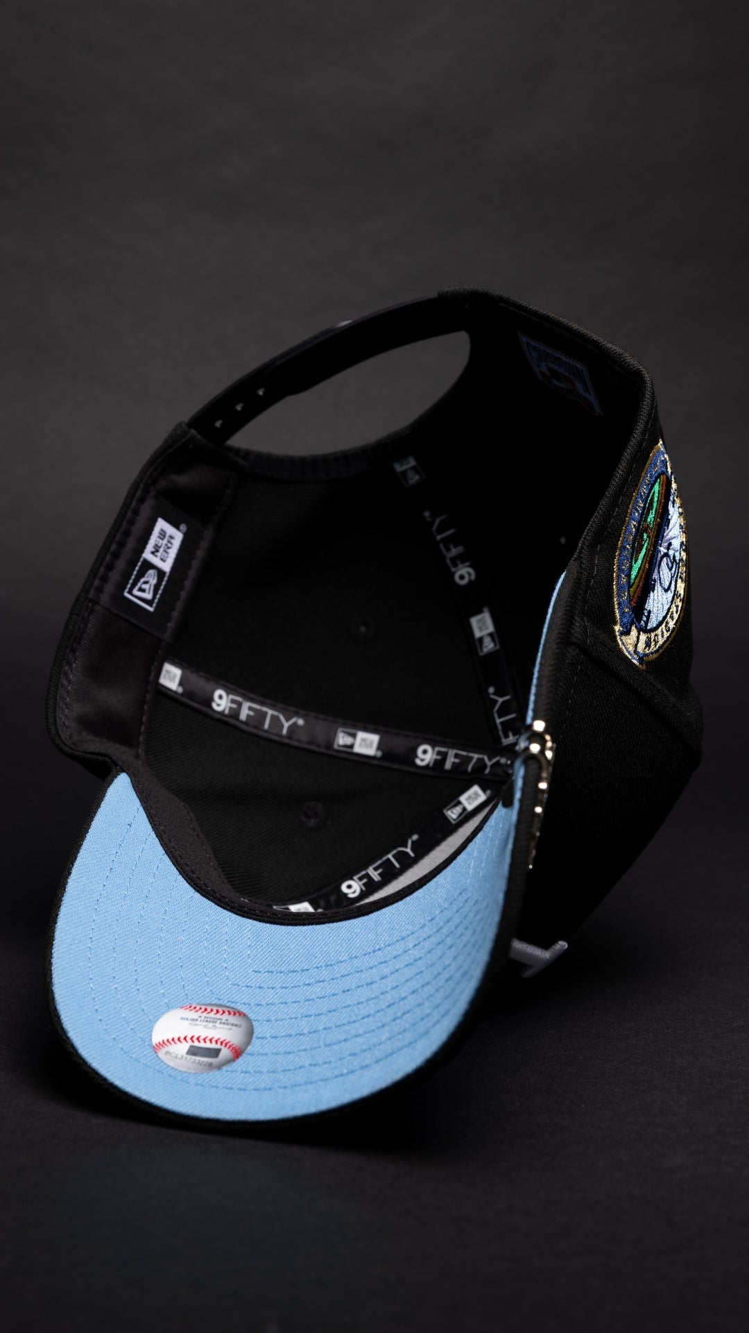 NEW ERA 9FIFTY A-FRAME BLACK LOS ANGELES DODGERS SNAPBACK W/ ICY HEART + 50TH ANNIVERSARY SIDE PATCH