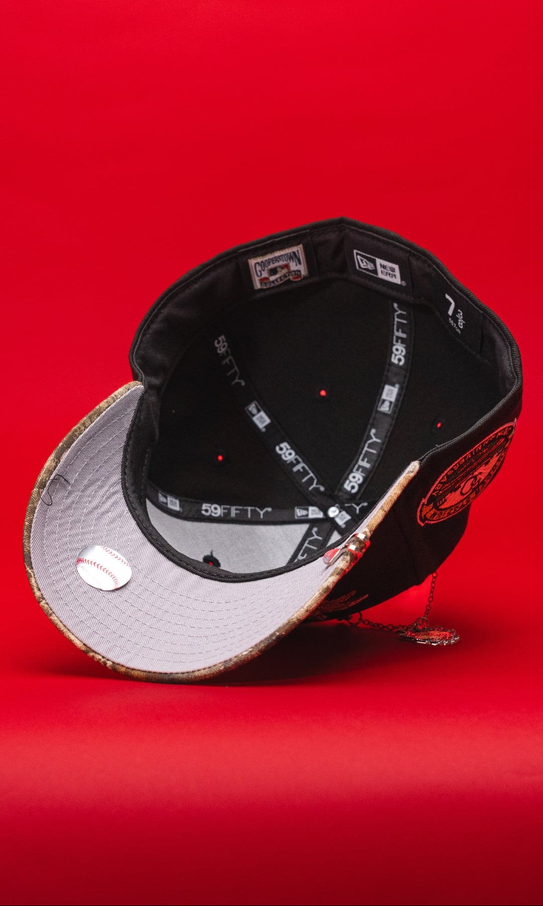 NEW ERA EXCLUSIVE 59FIFTY BLACK/REALTREE LOS ANGELES DODGERS "CITY OF AMGELS" W/ 50TH ANNIVERSARY SIDE PATCF