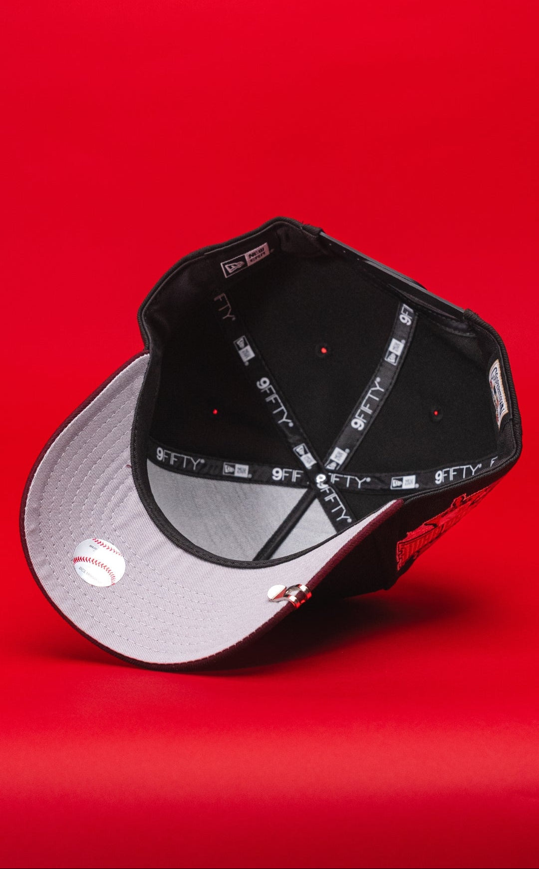 NEW ERA 9FIFTY A-FRAME BLACK/BURGUNDY PHILADELPHIA PHILLIES SNAPBACK W/ 1996 ALL STAR GAME SIDE PATCH