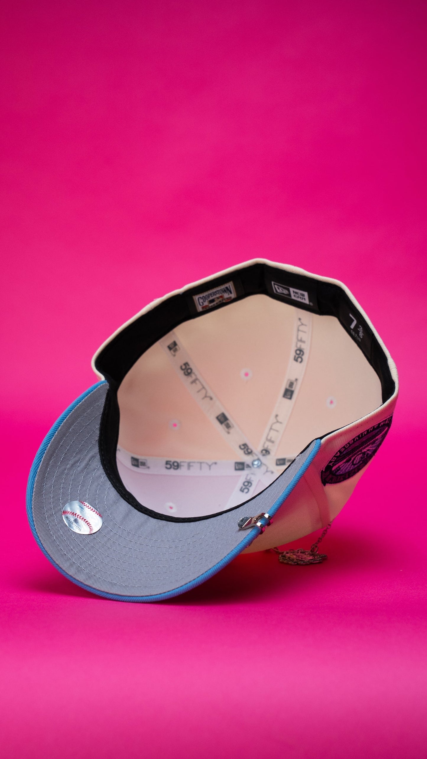 NEW ERA EXCLUSIVE 59FIFTY CHROME/ICY BLUE LOS ANGELES DODGERS W/ EMBROIDERY + 50TH ANNIVERSARY SIDE PATCH