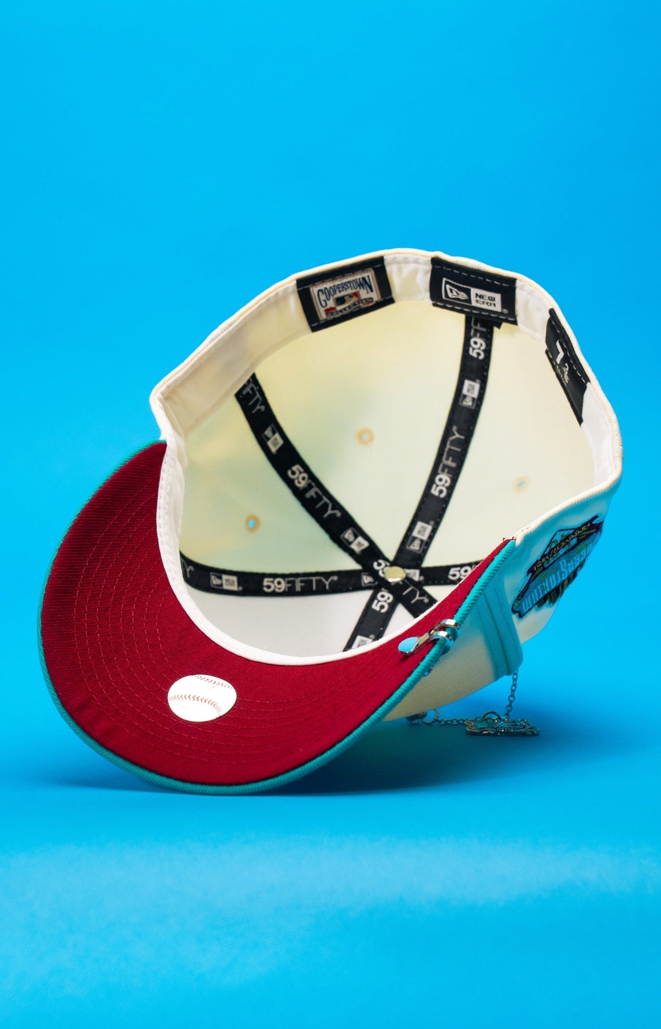 NEW ERA EXCLUSIVE 59FIFTY CHROME/TURQUOISE LOS ANGELES DODGERS W/ 100TH ANNIVERSARY SIDE PATCH