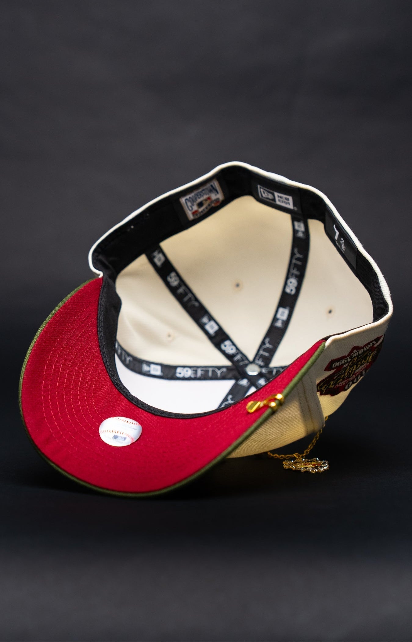 NEW ERA EXCLUSIVE 59FIFTY CHROME/OLIVE LOS ANGELES DODGERS W/ 100TH ANNIVERSARY SIDE PATCH