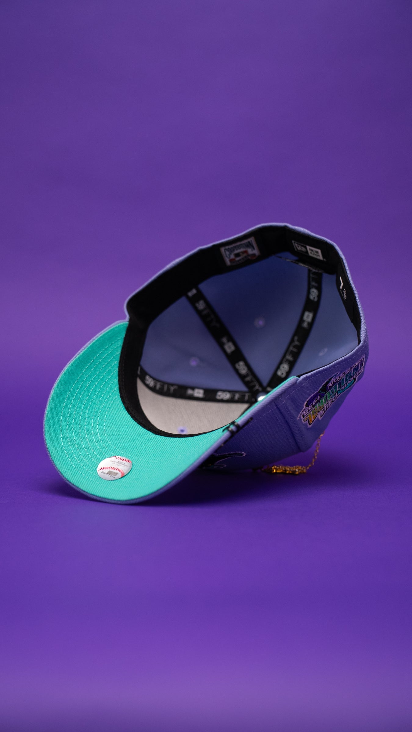 NEW ERA EXCLUSIVE 59FIFTY LAVENDER TAMPA BAY DEVILRAYS W/ 1998 INAUGURAL SEASON SIDE PATCH