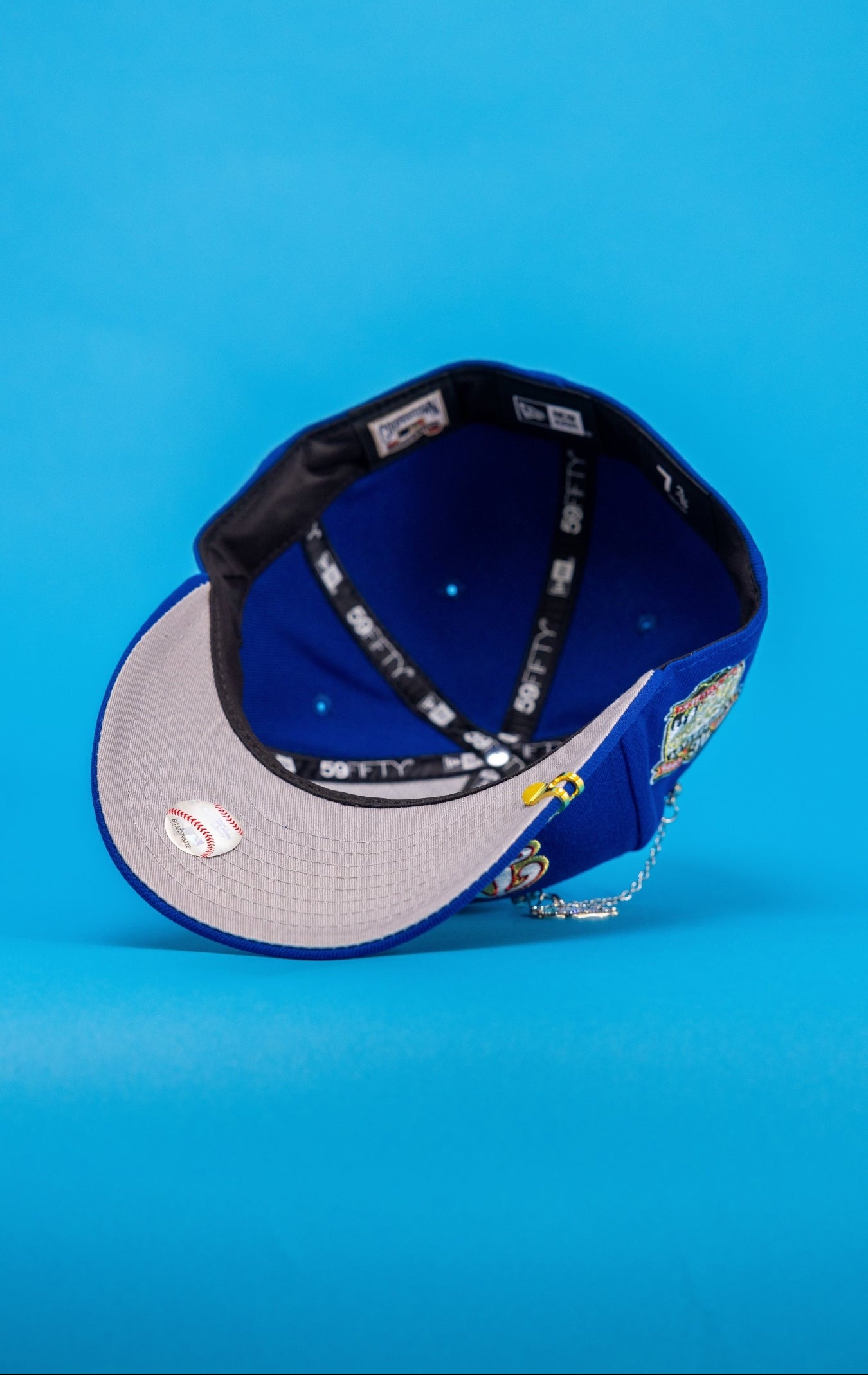 NEW ERA EXCLUSIVE 59FIFTY BLUE LOS ANGELES DODGERS SCRIPT W/ 40TH ANNIVERSARY SIDE PATCH