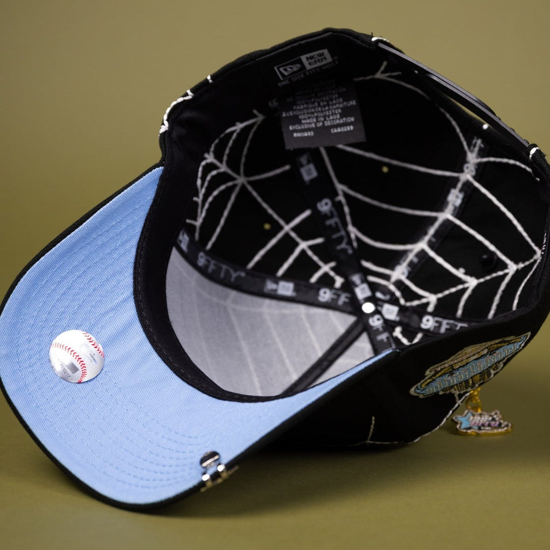 NEW ERA EXCLUSIVE 9FIFTY A-FRAME BLACK LOS ANGELES DODGERS SNAPBACK W/ SPIDER WEB + 40TH ANNIVERSARY SIDE PATCH