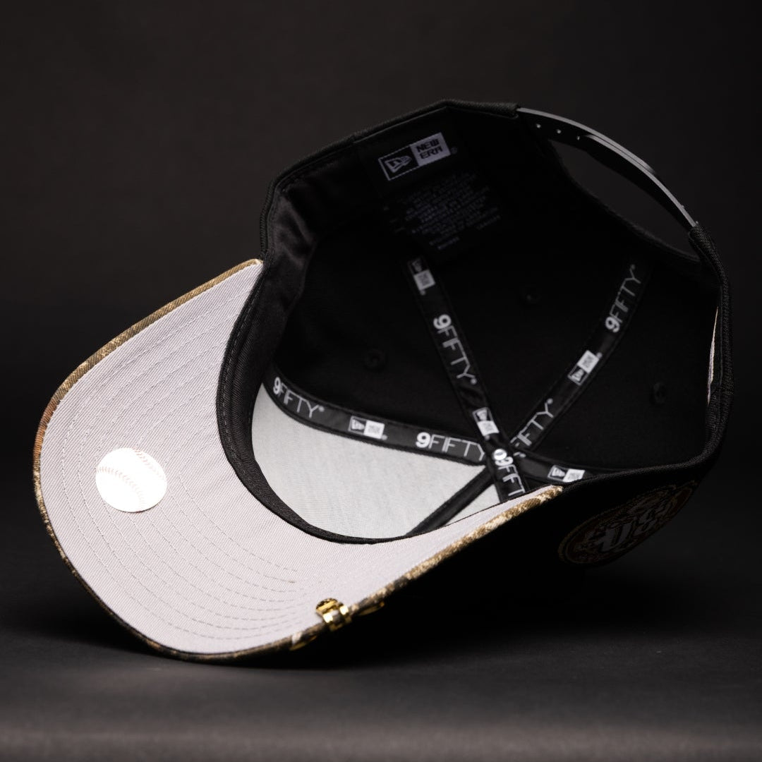 NEW ERA 9FIFTY A-FRAME BLACK/REALTREE TORONTO BLUE JAYS SNAPBACK W/ 30TH ANNIVERSARY SIDE PATCH