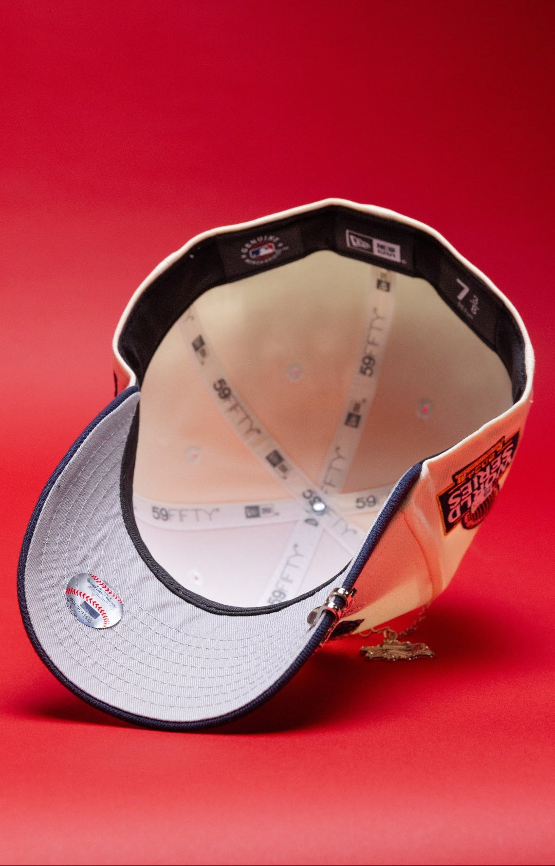 NEW ERA EXCLUSIVE 59FIFTY CHROME/NAVY LOS ANGELES DODGERS W/ BURNT ROSES + 2024 WORLD SERIES SIDE PATCH