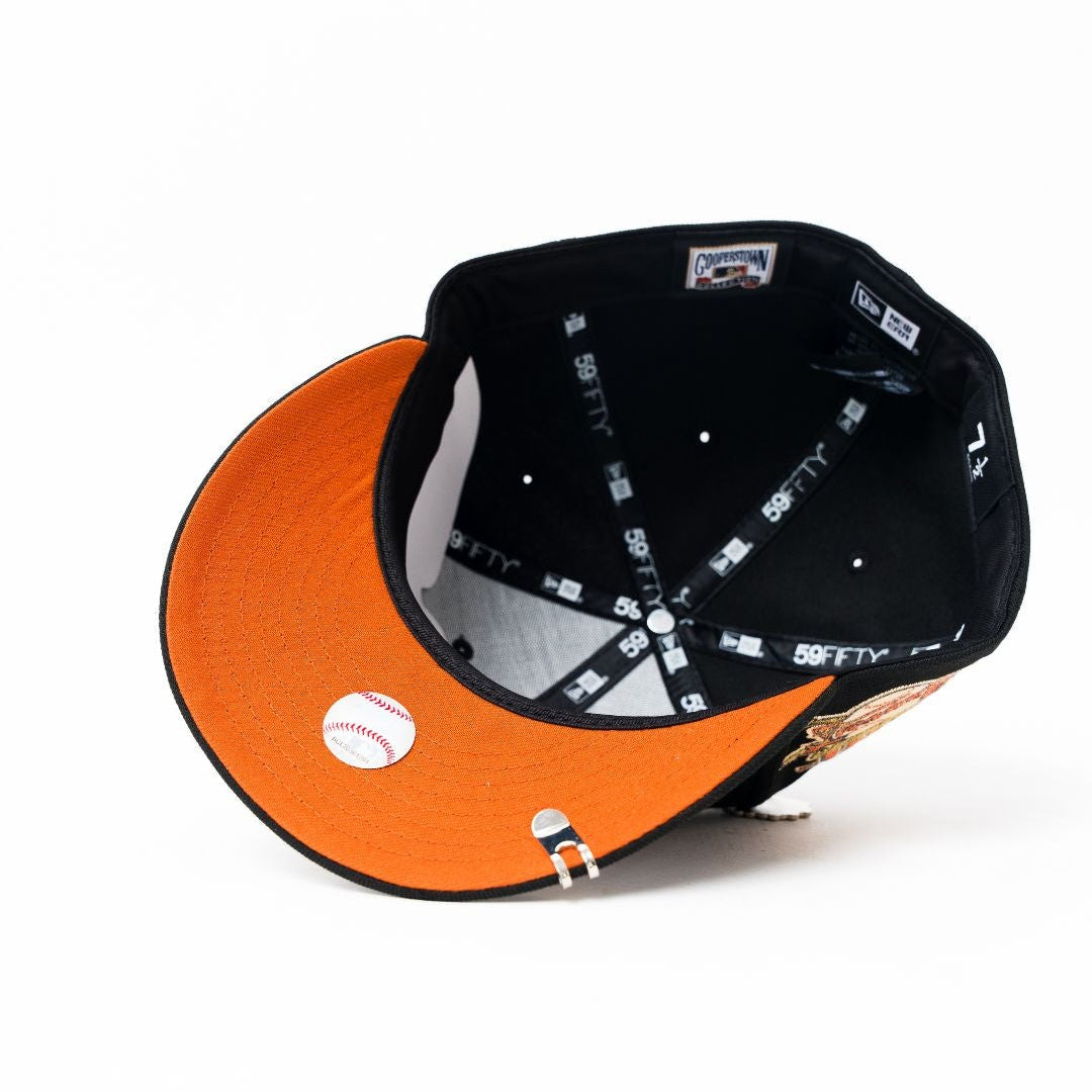 NEW ERA EXCLUSIVE 59FIFTY BLACK ATLANTA BRAVES W/ 30TH ANNIVERSARY SIDE PATCH