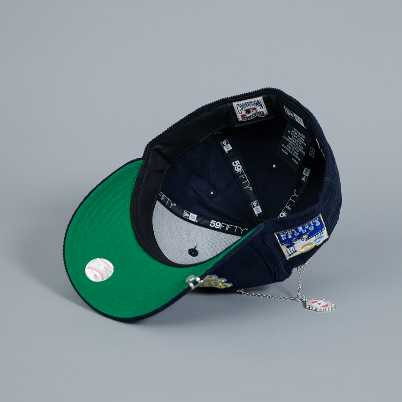 NEW ERA EXCLUSIVE 59FIFTY NAVY CORDUROY LOS ANGELES DODGERS SCRIPT W/ DDOGER STADIUM SIDE PATCH